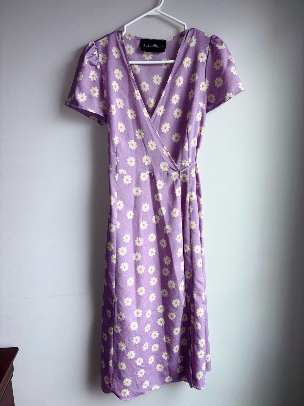 Lilac Daisy Wrap-Style Midi Dress